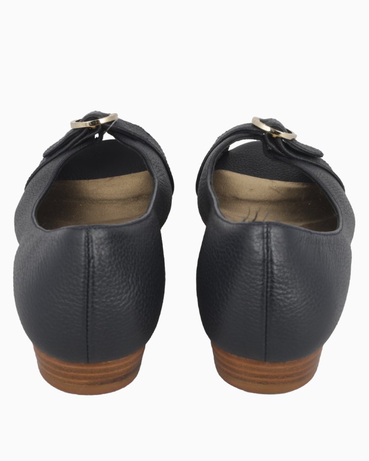 Sapatilha Carolina Herrera Original Peep Toe Azul Marinho Feminina